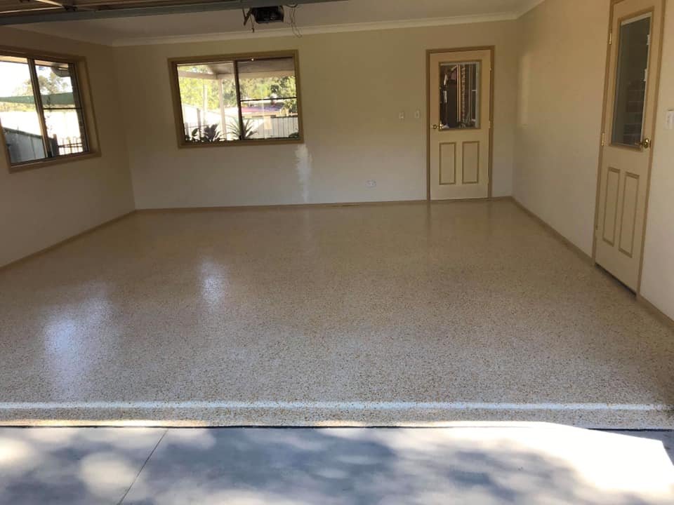 Completed residential garage epoxy floor